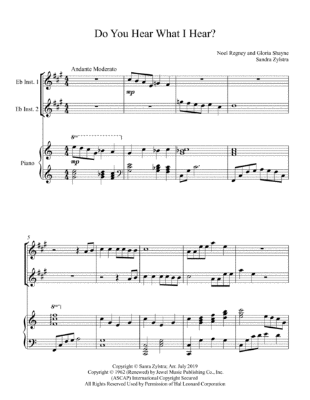 Do You Hear What I Hear Treble Eb Isntrument Duet Sheet Music