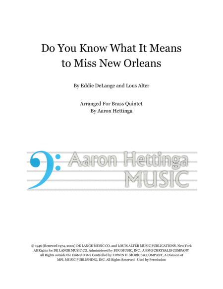 Do You Know What It Means To Miss New Orleans For Brass Quintet Sheet Music