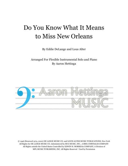 Do You Know What It Means To Miss New Orleans For Flexible Instrumental Solo With Piano Accompaniment Sheet Music