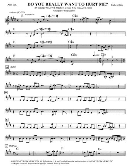 Free Sheet Music Do You Really Want To Hurt Me Alto Sax