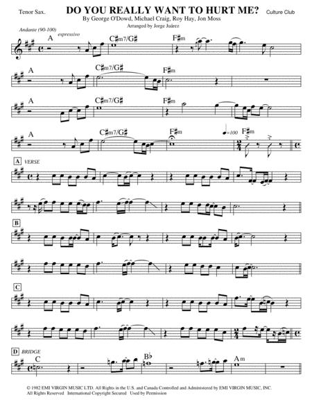 Do You Really Want To Hurt Me Tenor Sax Sheet Music