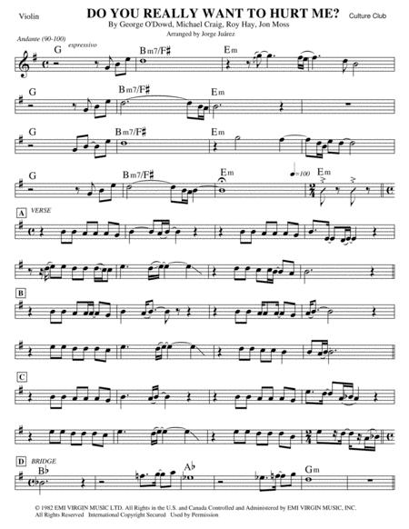 Do You Really Want To Hurt Me Violin Sheet Music