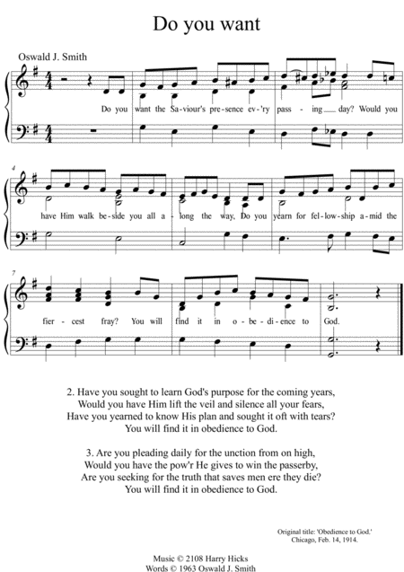 Free Sheet Music Do You Want A New Tune To A Wonderful Oswald Smith Hymn