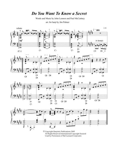 Free Sheet Music Do You Want To Know A Secret For Harp