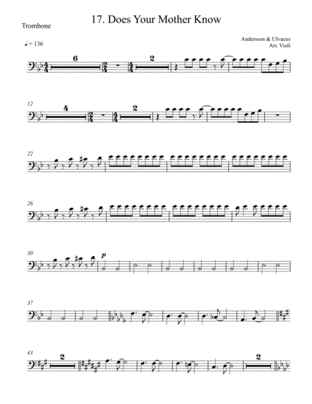 Does Your Mother Know Trombone From Mamma Mia Sheet Music