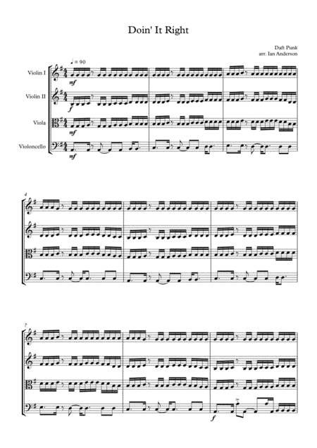 Doin It Right String Quartet Sheet Music