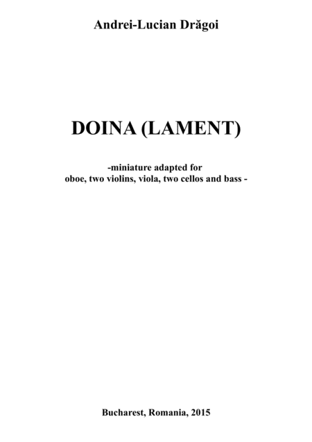 Free Sheet Music Doina Lament Miniature Variant For Oboe And String Quintet Two Violins Viola Two Cellos And Double Bass