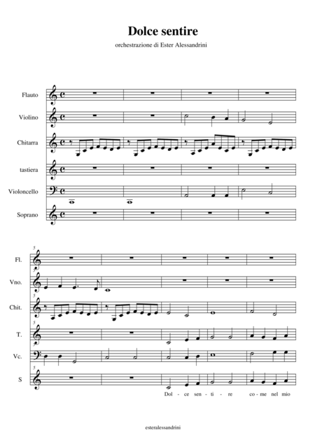 Free Sheet Music Dolce Sentire Fratello Sole E Sorella Luna Score