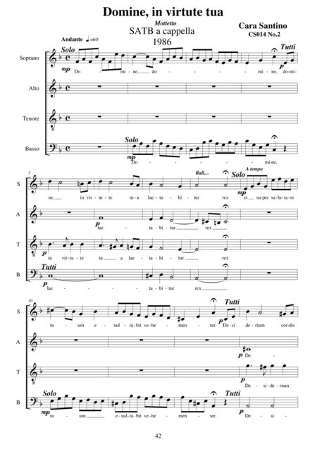 Domine In Virtute Tua Motet For Choir Satb A Cappella Sheet Music