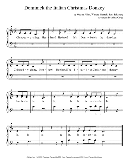 Dominick The Italian Christmas Donkey Simplified Sheet Music