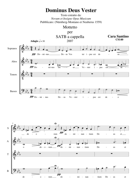 Dominus Deus Vester Mootet For Satb A Cappella Sheet Music