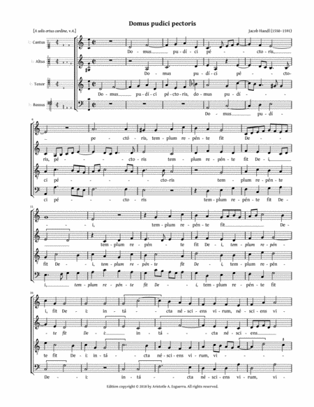 Domus Pudici Pectoris Handl Sheet Music