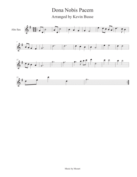 Dona Nobis Pacem Alto Sax Sheet Music