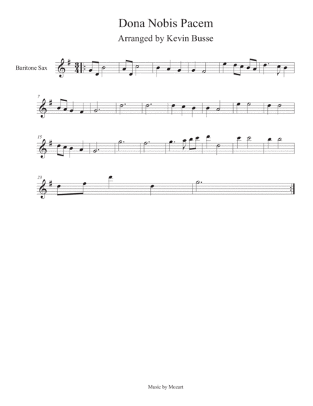 Dona Nobis Pacem Bari Sax Sheet Music