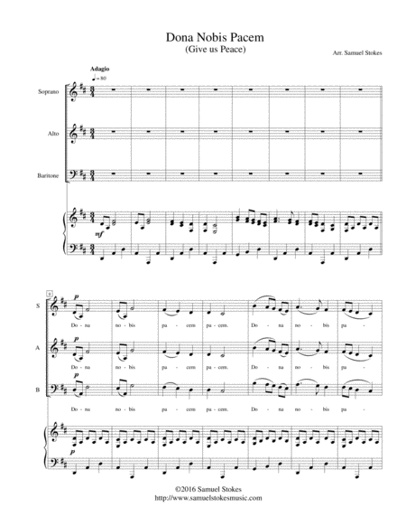 Dona Nobis Pacem Give Us Peace For Sab Choir With Piano Accompaniment Sheet Music