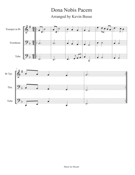 Dona Nobis Pacem Trumpet Trombone And Tuba Trio Sheet Music