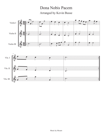 Dona Nobis Pacem Violin Trio Sheet Music