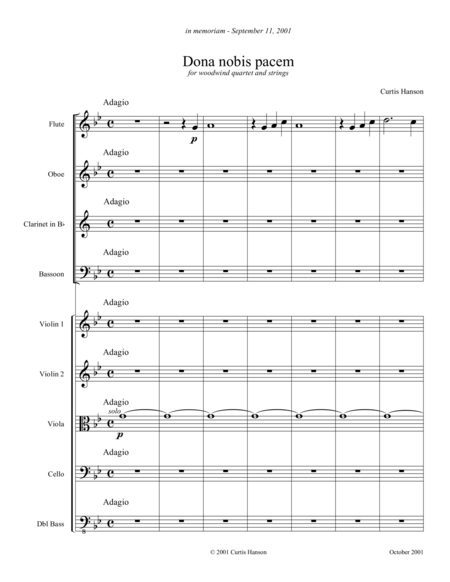 Free Sheet Music Dona Nobis Pacem Woodwind Quartet Strings