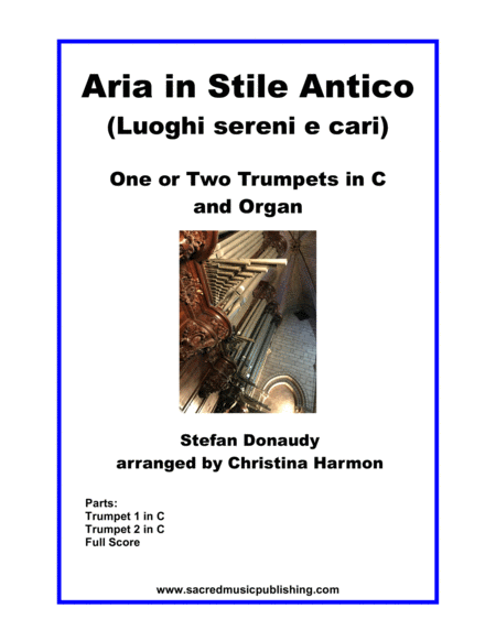 Free Sheet Music Donaudy Aria In Stile Antico Luoghi Sereni E Cari For One Or Two Trumpets And Organ