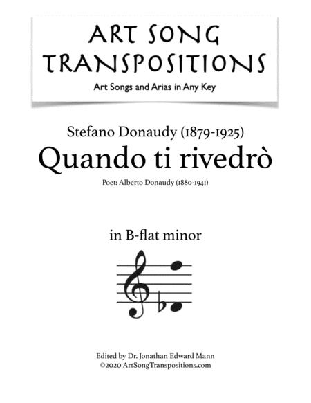 Donaudy Quando Ti Rivedr Transposed To B Flat Minor Sheet Music