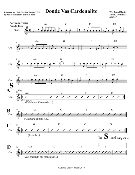 Free Sheet Music Donde Vas Cardenalito