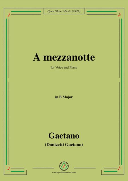 Donizetti A Mezzanotte In B Major For Voice And Piano Sheet Music