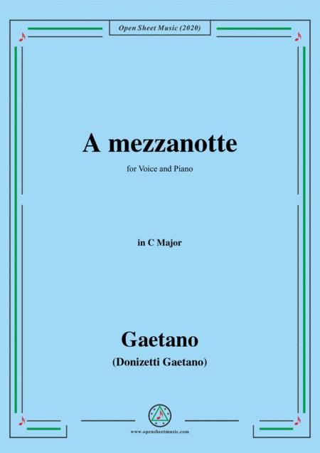Free Sheet Music Donizetti A Mezzanotte In C Major For Voice And Piano