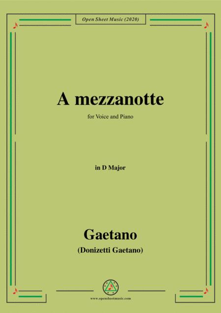Free Sheet Music Donizetti A Mezzanotte In D Major For Voice And Piano