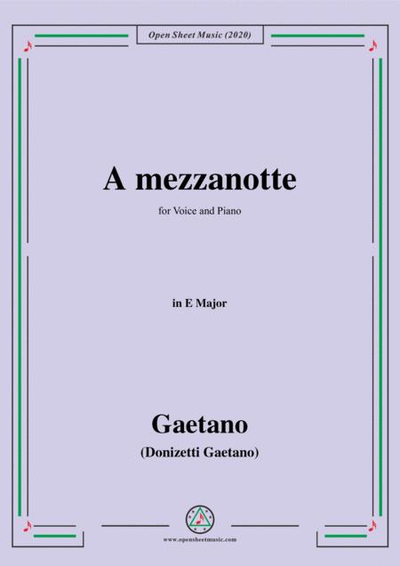 Donizetti A Mezzanotte In E Major For Voice And Piano Sheet Music