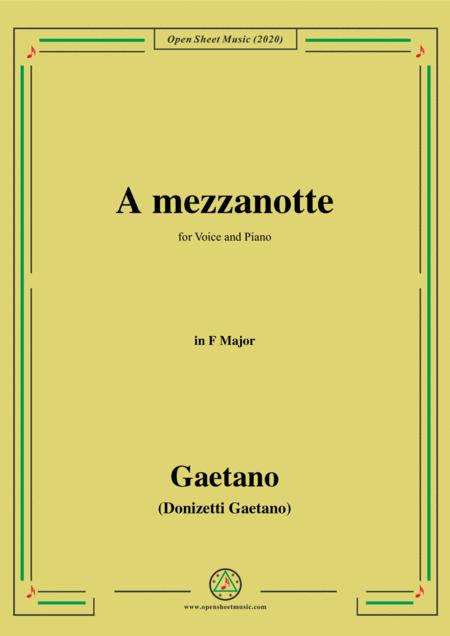 Donizetti A Mezzanotte In F Major For Voice And Piano Sheet Music