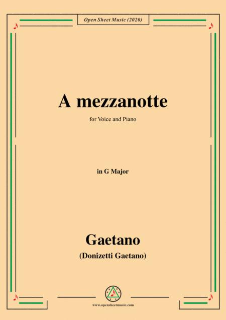 Free Sheet Music Donizetti A Mezzanotte In G Major For Voice And Piano