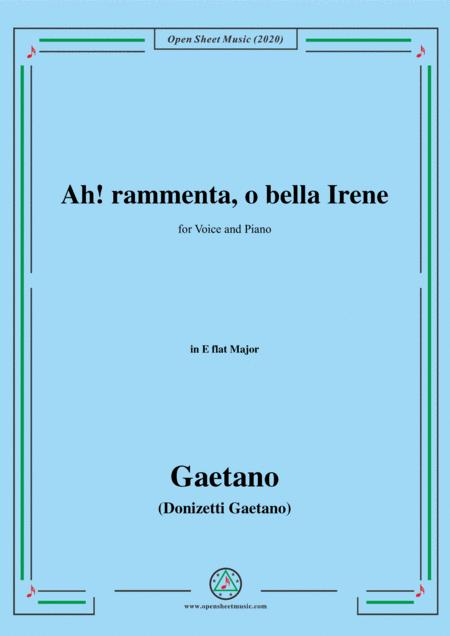 Donizetti Ah Rammenta O Bella Irene In E Flat Major For Voice And Piano Sheet Music