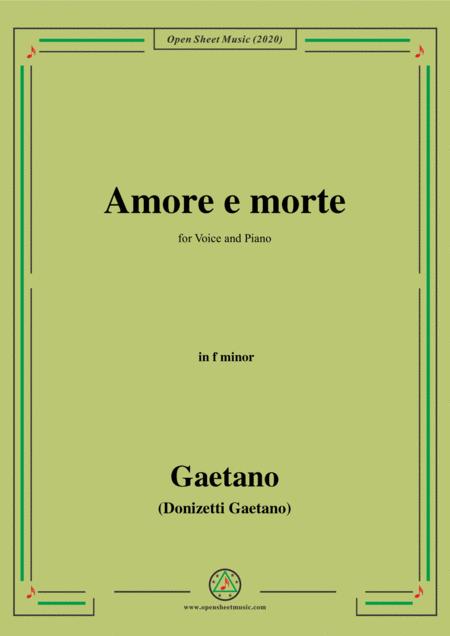 Donizetti Amore E Morte In F Minor For Voice And Piano Sheet Music