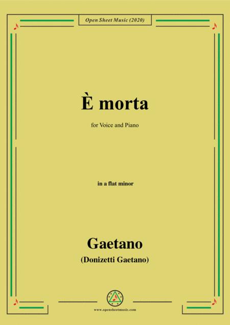 Donizetti E Morta In A Flat Minor For Voice And Piano Sheet Music