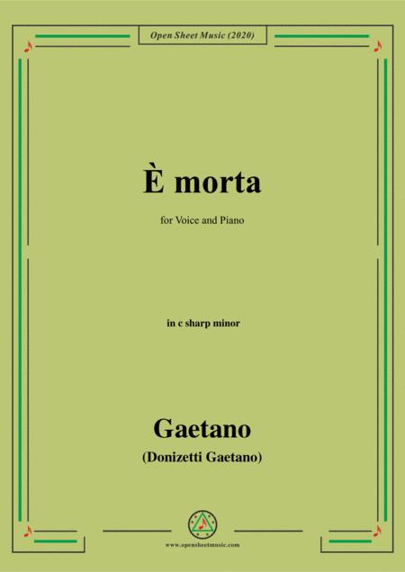 Donizetti E Morta In C Sharp Minor For Voice And Piano Sheet Music