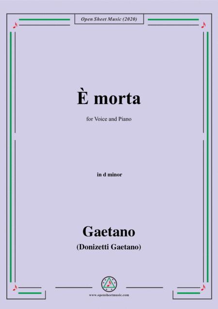 Donizetti E Morta In D Minor For Voice And Piano Sheet Music