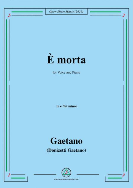 Free Sheet Music Donizetti E Morta In E Flat Minor For Voice And Piano