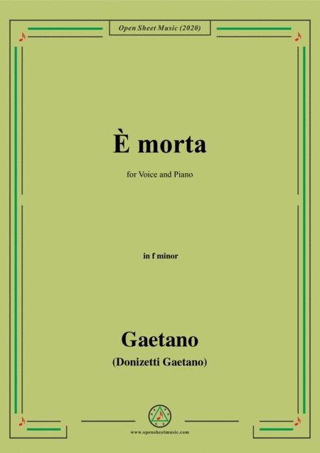 Donizetti E Morta In F Minor For Voice And Piano Sheet Music