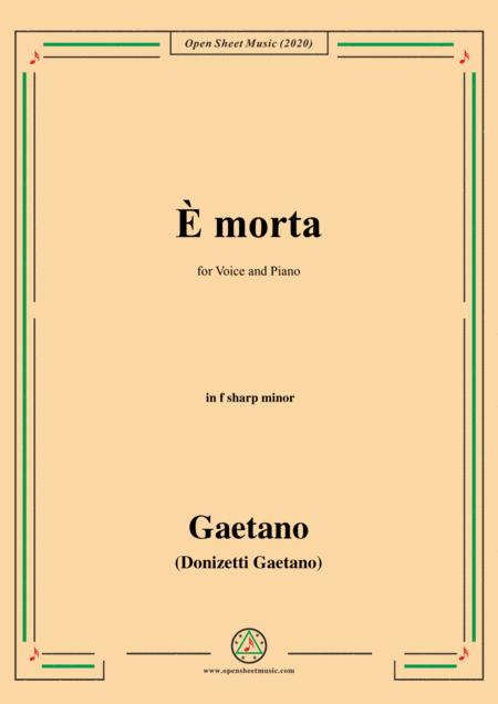 Donizetti E Morta In F Sharp Minor For Voice And Piano Sheet Music