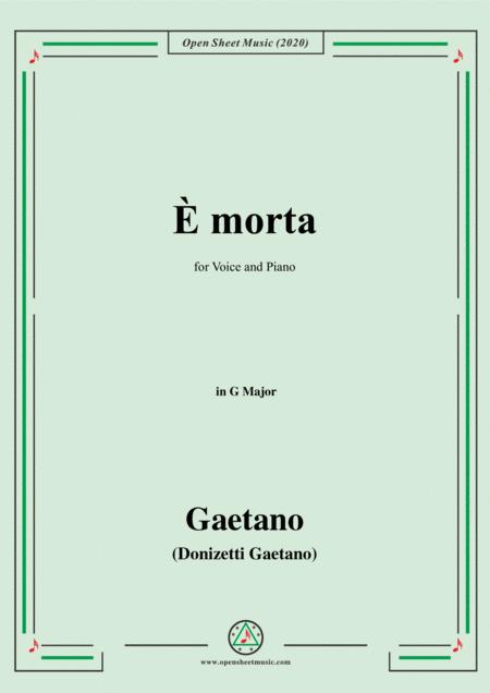 Donizetti E Morta In G Major For Voice And Piano Sheet Music