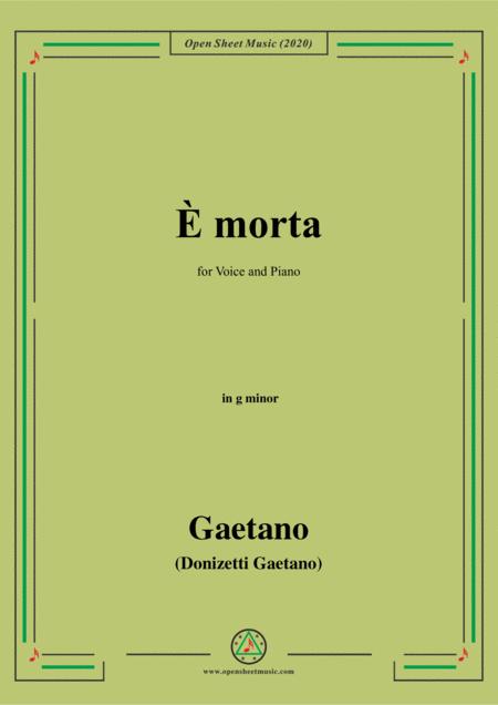 Donizetti E Morta In G Minor For Voice And Piano Sheet Music