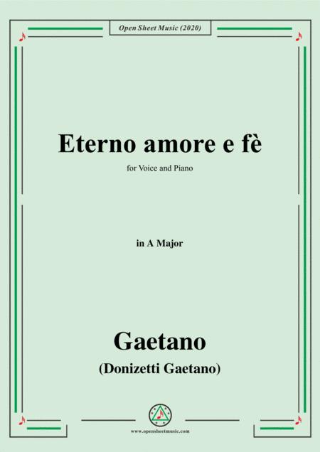 Donizetti Eterno Amore E F In A Major For Voice And Piano Sheet Music