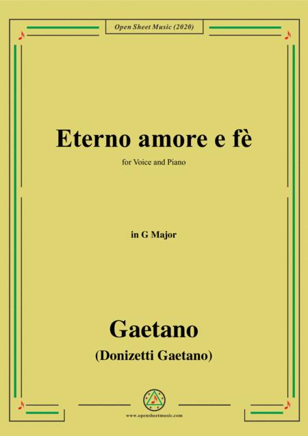 Donizetti Eterno Amore E F In G Major For Voice And Piano Sheet Music