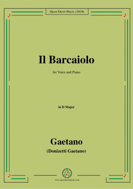 Donizetti Il Barcaiolo In D Major For Voice And Piano Sheet Music