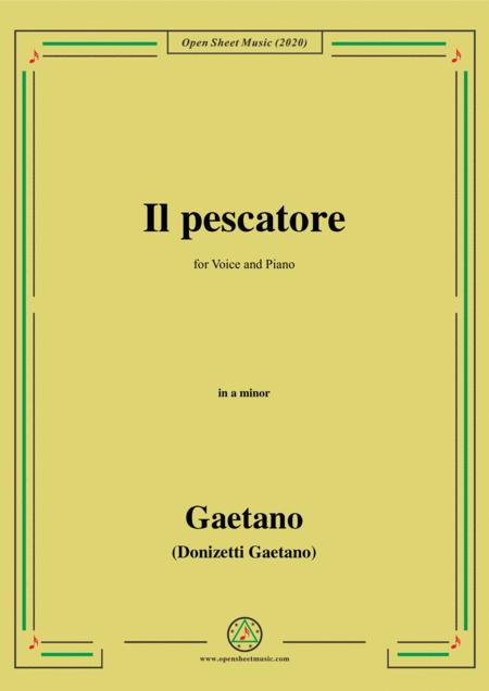 Donizetti Il Pescatore In A Minor For Voice And Piano Sheet Music