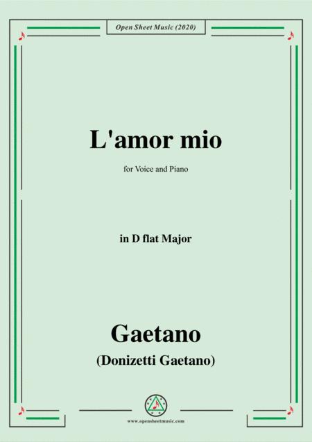 Donizetti L Amor Mio In D Flat Major For Voice And Piano Sheet Music