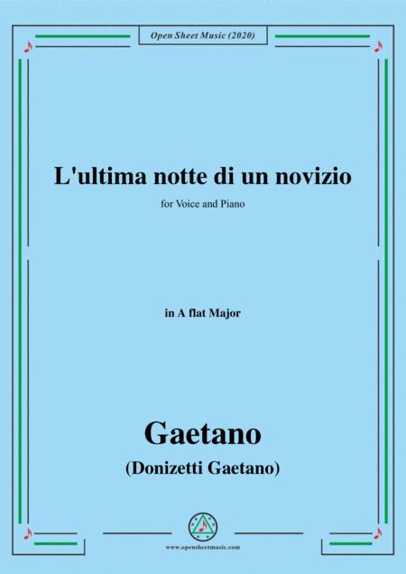 Donizetti L Ultima Notte Di Un Novizio In A Flat Major For Voice And Piano Sheet Music