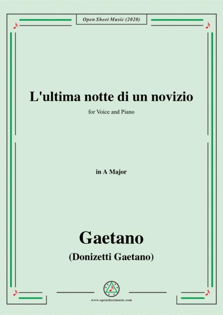 Free Sheet Music Donizetti L Ultima Notte Di Un Novizio In A Major For Voice And Piano