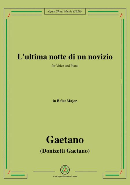 Free Sheet Music Donizetti L Ultima Notte Di Un Novizio In B Flat Major For Voice And Piano