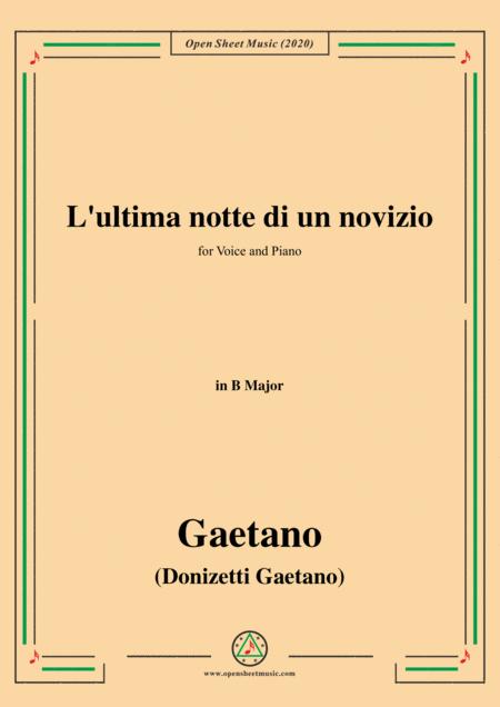 Donizetti L Ultima Notte Di Un Novizio In B Major For Voice And Piano Sheet Music